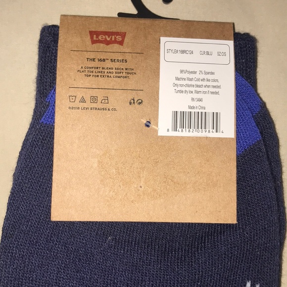 NWT Levi’s 168 CA Regular Socks 8-12 Navy Blue - Picture 4 of 5